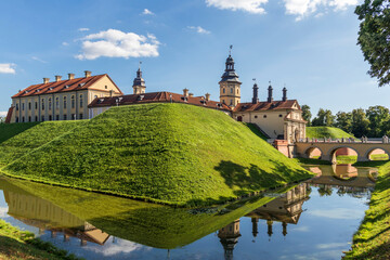 Fototapeta premium Nesvizh, Belarus - 08.08.2024 - Shot of the well know architectural landmark , Radzwill castle. Landmark