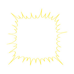 ギザギザな四角形の黄色い線の吹き出し - 驚きや爆発などを表現するコミック調のフレーム素材