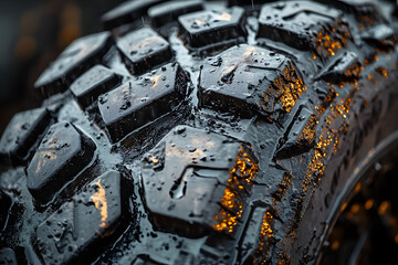 closeup new track off road tyre ATV mud tire with space for advertising background.