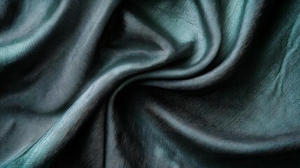 Fototapeta premium Abstract gray and green tones silk fabric, weave of cotton or linen satin fabric lies texture background.
