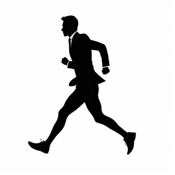 recommend clip art: Illustration of business man running fast minimal late concept silhouette runner Illustration 
