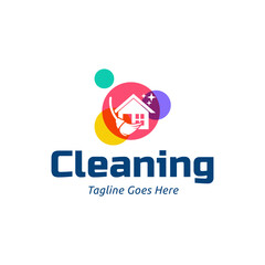 Home Cleaning Services Logo Design Vector. Cleaning broom logo design.