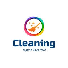 Home Cleaning Services Logo Design Vector. Cleaning broom logo design.