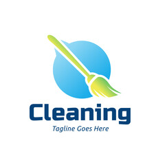 Home Cleaning Services Logo Design Vector. Cleaning broom logo design.