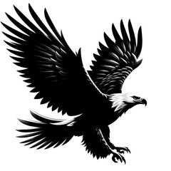 Realistic Black Silhouette of an Eagle
