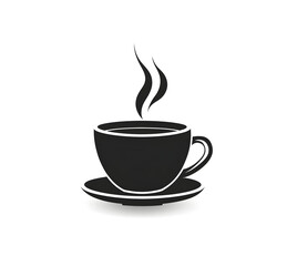 Obraz premium Stylish black coffee cup with steam, perfect for showcasing coffee culture or cafe ambiance in any design project.