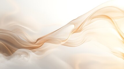 Abstract beige and sandy wave on white smoke cloud background.