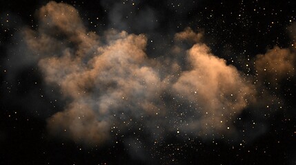 Fototapeta premium Dust cloud sheer brown on black texture background.