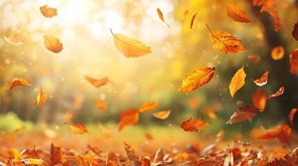 Autumn leaves Leaves falling in autumn season background.