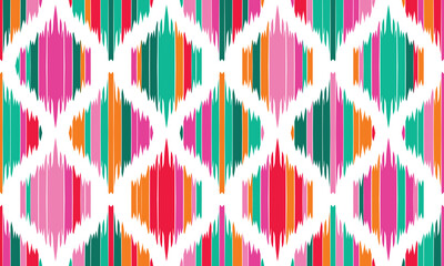 Abstract Ikat seamless pattern, perfect for ethnic-themed backgrounds, curtains, carpets, wallpapers, clothing, and decorations. Ideal for wrapping paper, batik,greeting cards, printing,creative uses.