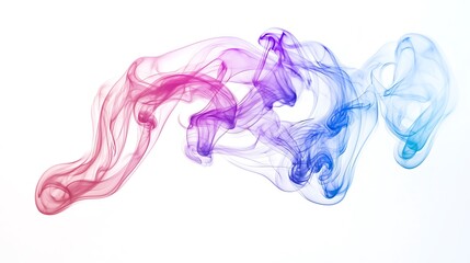 Fototapeta premium Holographic foil colored smoke, explodes, diffuses, spreads, on white background.