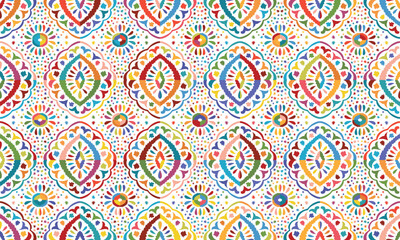 Abstract Ikat seamless pattern, perfect for ethnic-themed backgrounds, curtains, carpets, wallpapers, clothing, and decorations. Ideal for wrapping paper, batik,greeting cards, printing,creative uses.