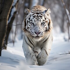 Fototapeta premium Elegant Siberian white tiger posed gracefully in stunning images