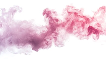 Fototapeta premium Pink watercolor smoke clouds on white background