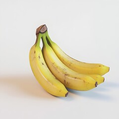 A striking 3D rendered image showcasing a cluster of vibrant yellow bananas against a pristine white background  The clean