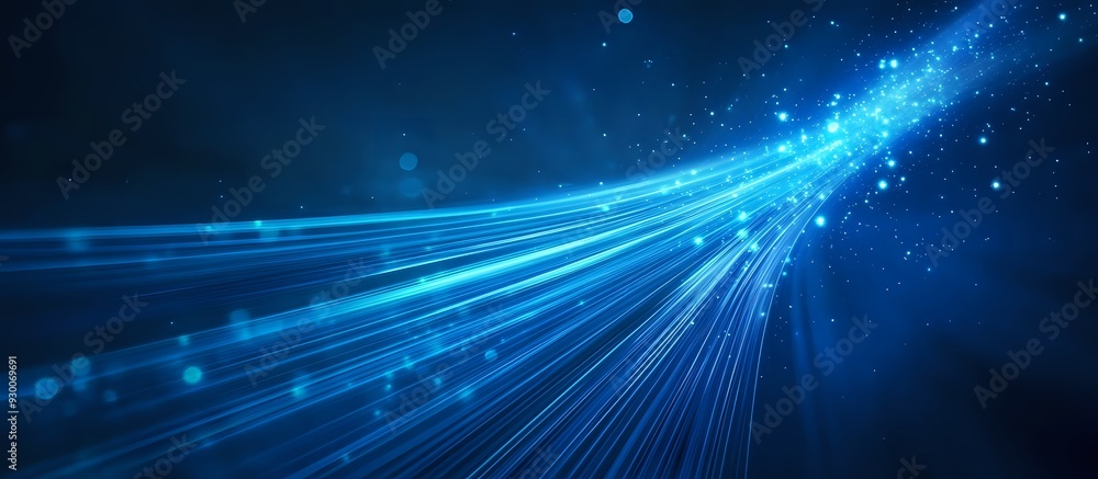 Poster abstract blue lines with glowing particles - dynamic and futuristic design