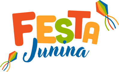Festa junina banner. Kite flying.