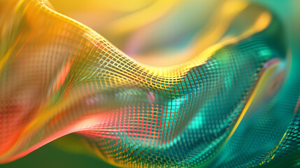 3D lattice shape on a green to yellow gradient background