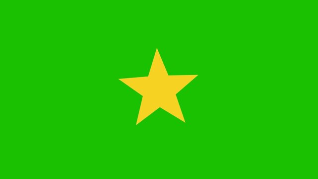 A yellow star turning on green screen. 