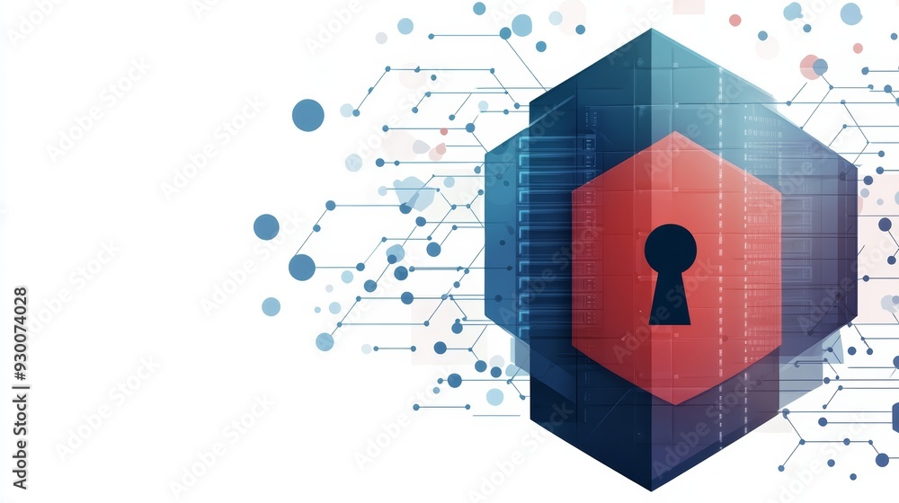 Poster a digital security lock symbol representing technology and data protection in a modern cyber environ