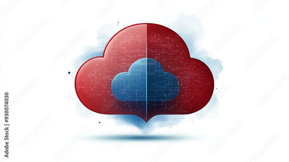 Poster stylish cloud illustration representing data storage and digital technology. ideal for tech-related 