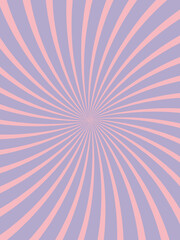Groovy 70s-inspired radial sunburst background with pink and purple swirling stripes. Retro and vibrant.