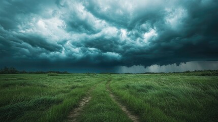 Obraz premium A view of dark storm clouds gathering, signaling an approaching storm.