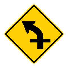 Cross Road Intersection warning road sign. Vector