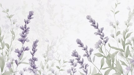 A soft, floral design featuring lavender stems and leaves, ideal for backgrounds or decor.