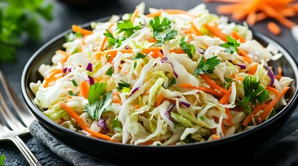 Delicious Chinese Cabbage Salad with Fresh Produce and Fork