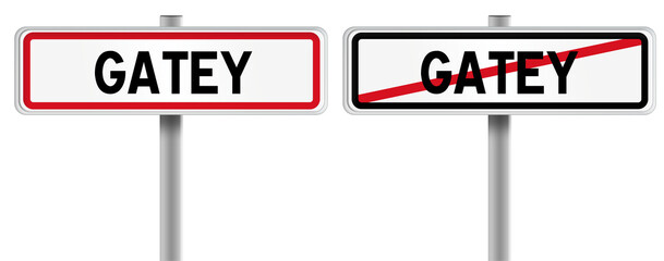 Panneau de GATEY à l'Entrée et à la Sortie - Fond Transparent ou Blanc Disponible