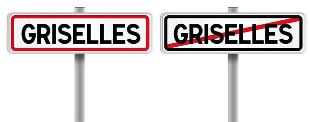 Panneau de GRISELLES à l'Entrée et à la Sortie - Fond Transparent ou Blanc Disponible