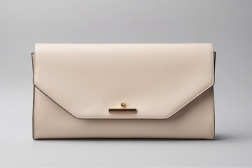 Off-White Leather Clutch with Gold Clasp