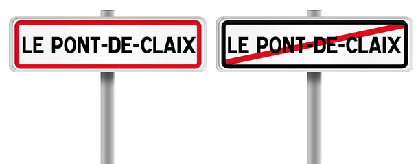 Panneau de LE PONT-DE-CLAIX à l'Entrée et à la Sortie - Fond Transparent ou Blanc Disponible
