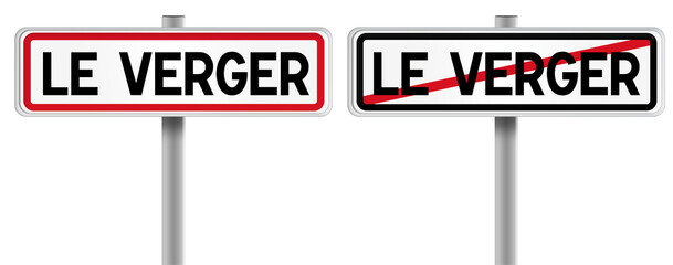 Panneau de LE VERGER à l'Entrée et à la Sortie - Fond Transparent ou Blanc Disponible
