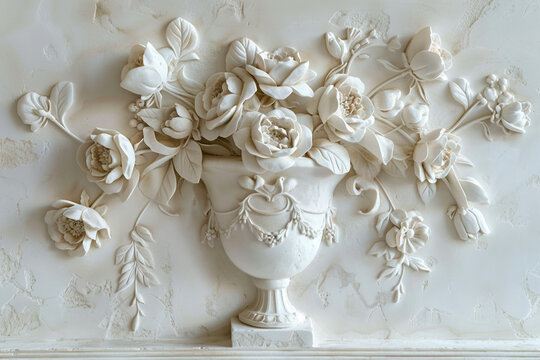 Texture decorative backgrounds bas-relief with roccoco element generative AI