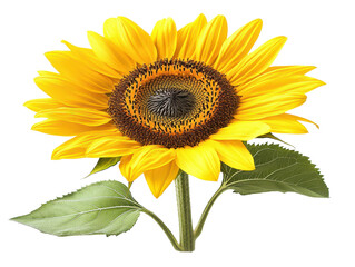 Obraz premium A vibrant sunflower showcasing bright yellow petals and a rich brown center, symbolizing summer and natural beauty.