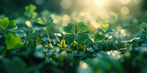 Obraz premium Emerald Isle: Shamrock Field on a Sunny Day