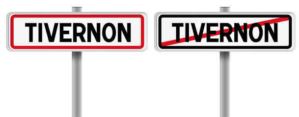 Panneau de TIVERNON à l'Entrée et à la Sortie - Fond Transparent ou Blanc Disponible
