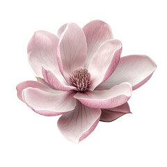 Beautiful magnolia flower with delicate pink and white petals, showcasing nature's elegance and...