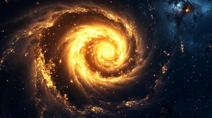 Fototapeta premium A beautiful spiral galaxy that radiates radiant cosmic energy against a dark starry sky. Brightly swirling nebulae add mystery and awe.