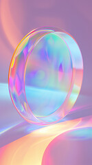 Obraz premium Holographic effect background with a large holographic 3d circle