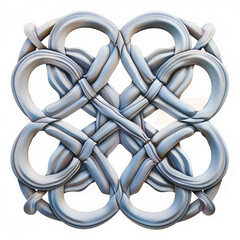 Knot with a complex, intertwined pattern on a white background