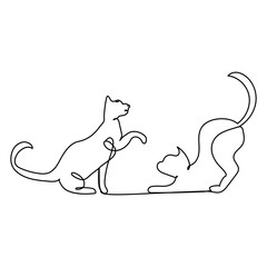 cats vector with continuous single one line art drawing. New minimalist design minimalism animal pet of cat illustration.