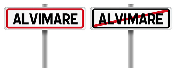 Panneau de ALVIMARE à l'Entrée et à la Sortie - Fond Transparent ou Blanc Disponible