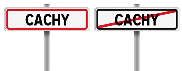 Panneau de CACHY à l'Entrée et à la Sortie - Fond Transparent ou Blanc Disponible