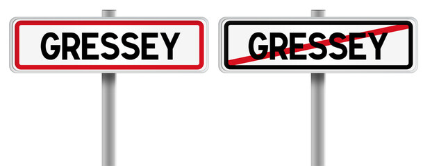 Panneau de GRESSEY à l'Entrée et à la Sortie - Fond Transparent ou Blanc Disponible
