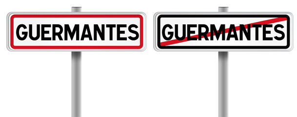 Panneau de GUERMANTES à l'Entrée et à la Sortie - Fond Transparent ou Blanc Disponible