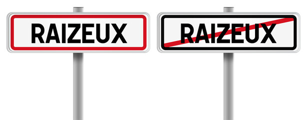 Panneau de RAIZEUX à l'Entrée et à la Sortie - Fond Transparent ou Blanc Disponible