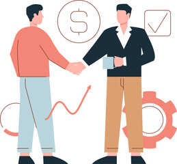 Businessman successful illustration. Partnership template.